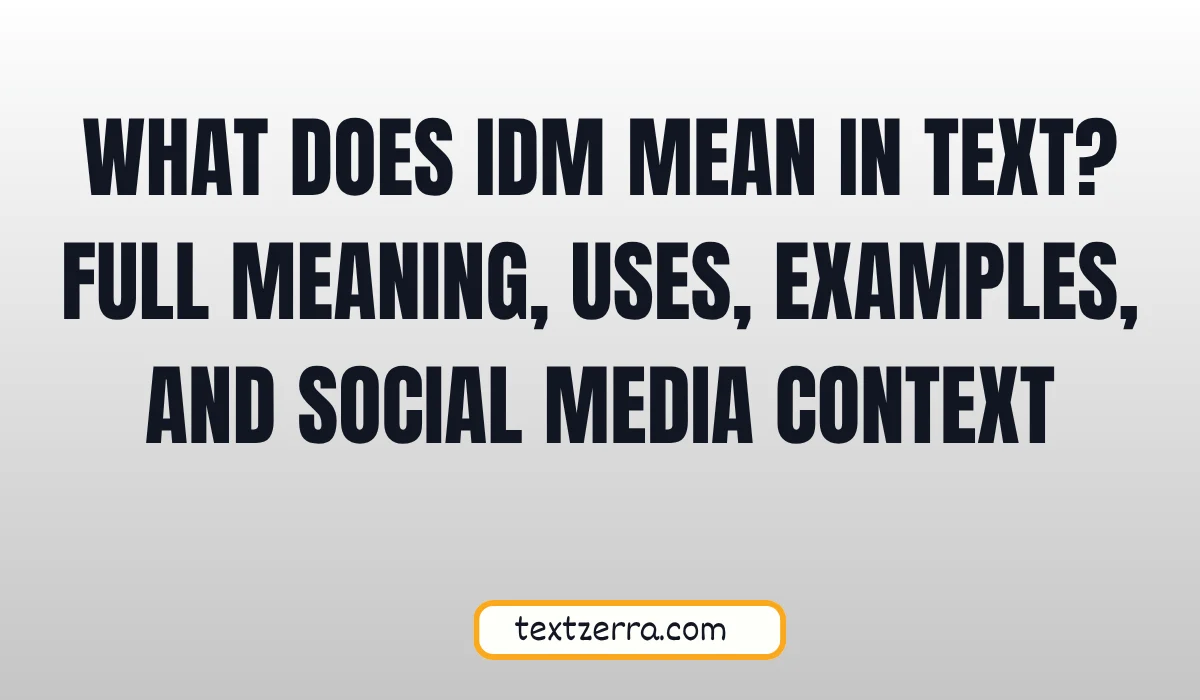 what does idm mean in text